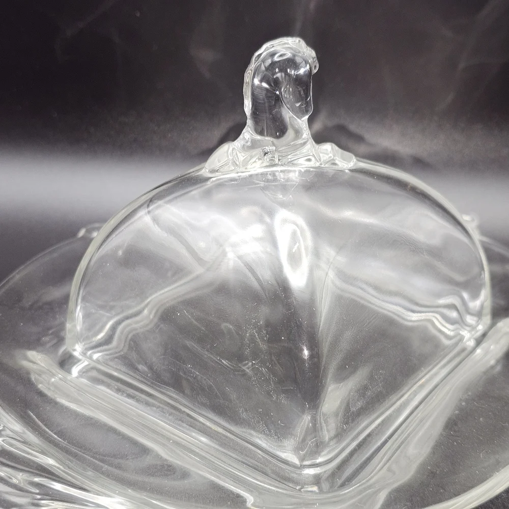 Heisey Waverly Covered Butter‎ Dish w/Horse Finial